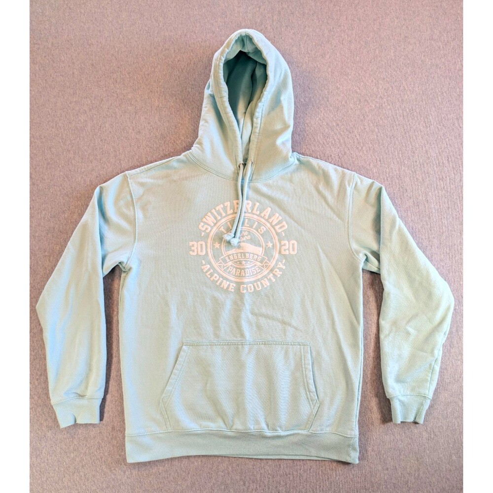 SOL'S Condor Men's Fleece Pullover Hoodie M Light Blue Swiss Alpine Graphic
